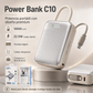 Power Bank C10 10000mAh 22.5W Carga Rápida con Cables Integrados y Pantalla Digital