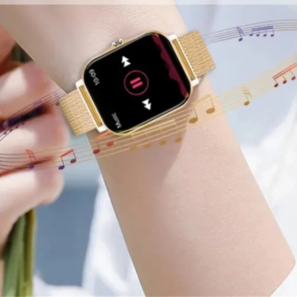 Smartwatch Reloj Inteligente Mujer Y13 DORADO metal.Llamadas Bluetooth, Rastreador de Actividad,Deportes, Notificasiones)