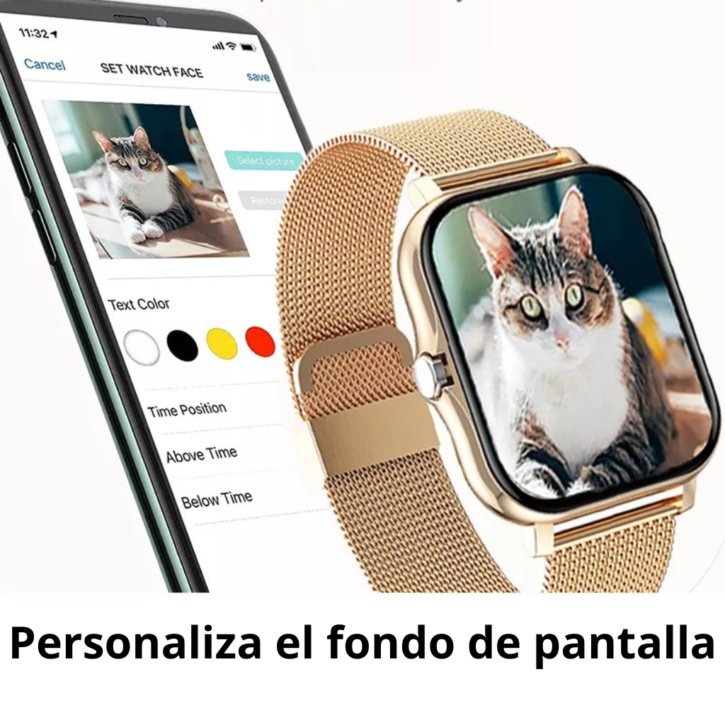 Smartwatch Reloj Inteligente Mujer Y13 DORADO metal.Llamadas Bluetooth, Rastreador de Actividad,Deportes, Notificasiones)