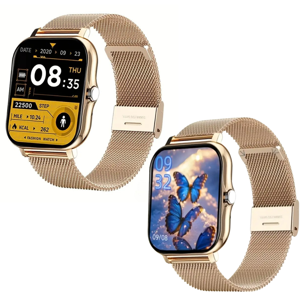 Smartwatch Reloj Inteligente Mujer Y13 DORADO metal.Llamadas Bluetooth, Rastreador de Actividad,Deportes, Notificasiones)
