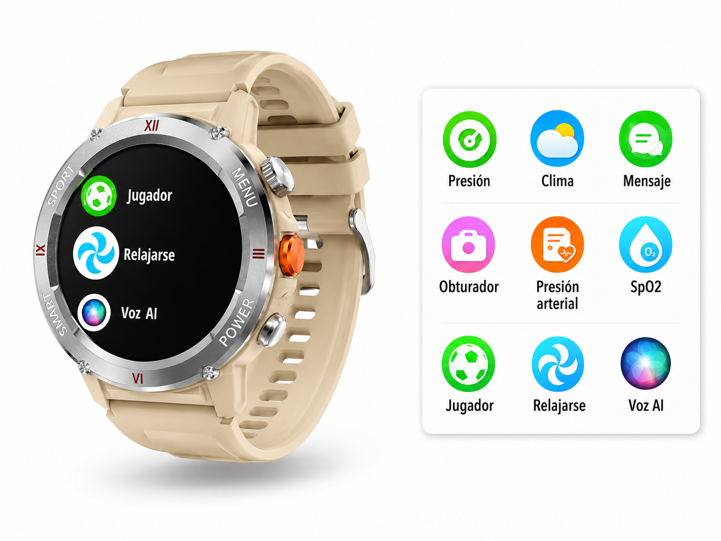 Smartwatch Woox Bluetooth IP68 con Llamadas, Pantalla Táctil y Batería 5-7 Días