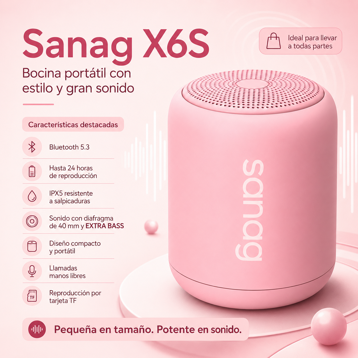 Combo Smartband Xiaomi Redmi 9 Active Rosa + Audífonos G-Tide L42 + Bocina Sanag X6S Bluetooth
