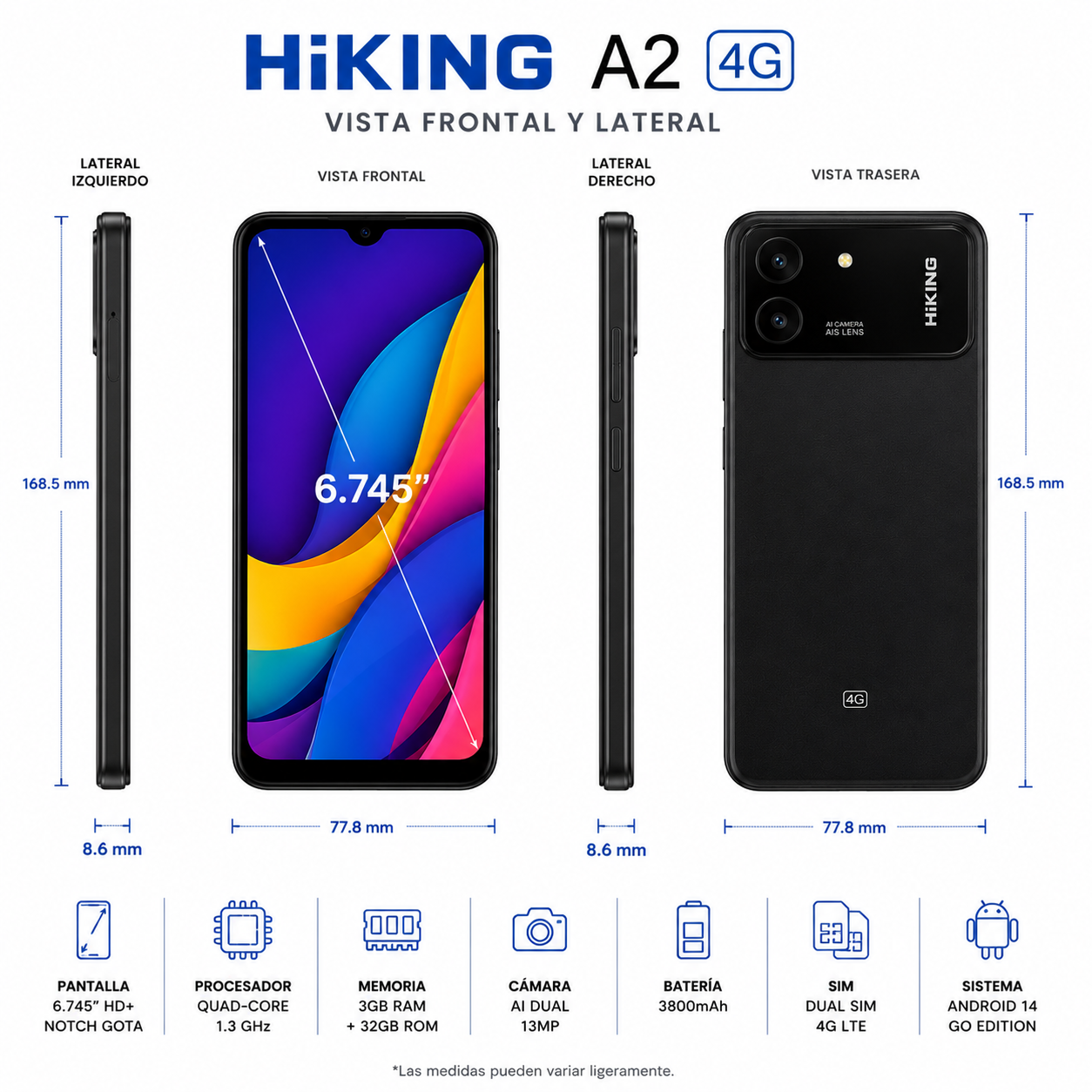 Combo Smartphone HIKING A2 4G + Bocina Bluetooth G-TIDE SV-30 Portátil