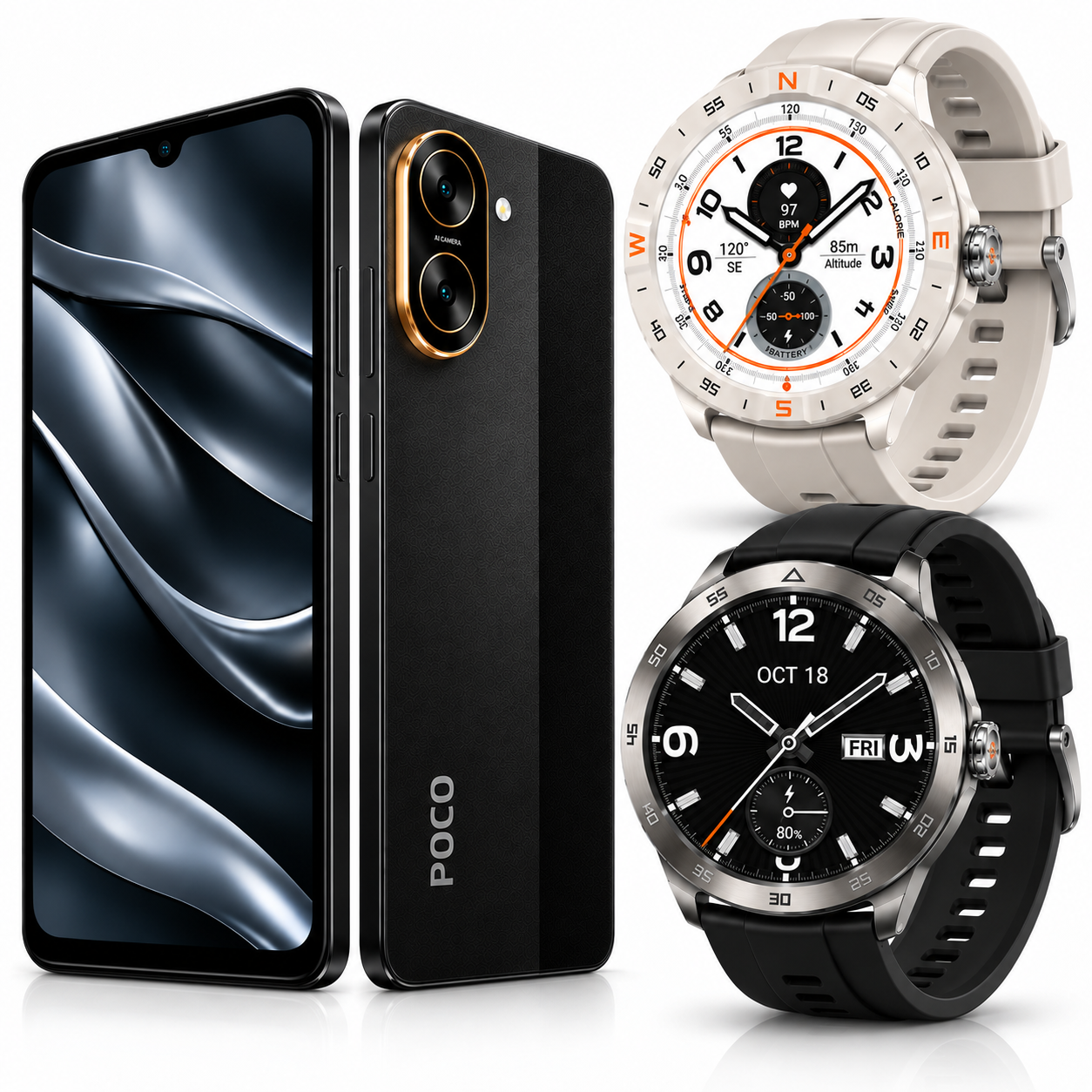 SMARTPHONE XIAOMI POCO C71 4/128 GB (NEGRO) + SMARWATCH HONOR CHOICE 2 EPIC AMOLED