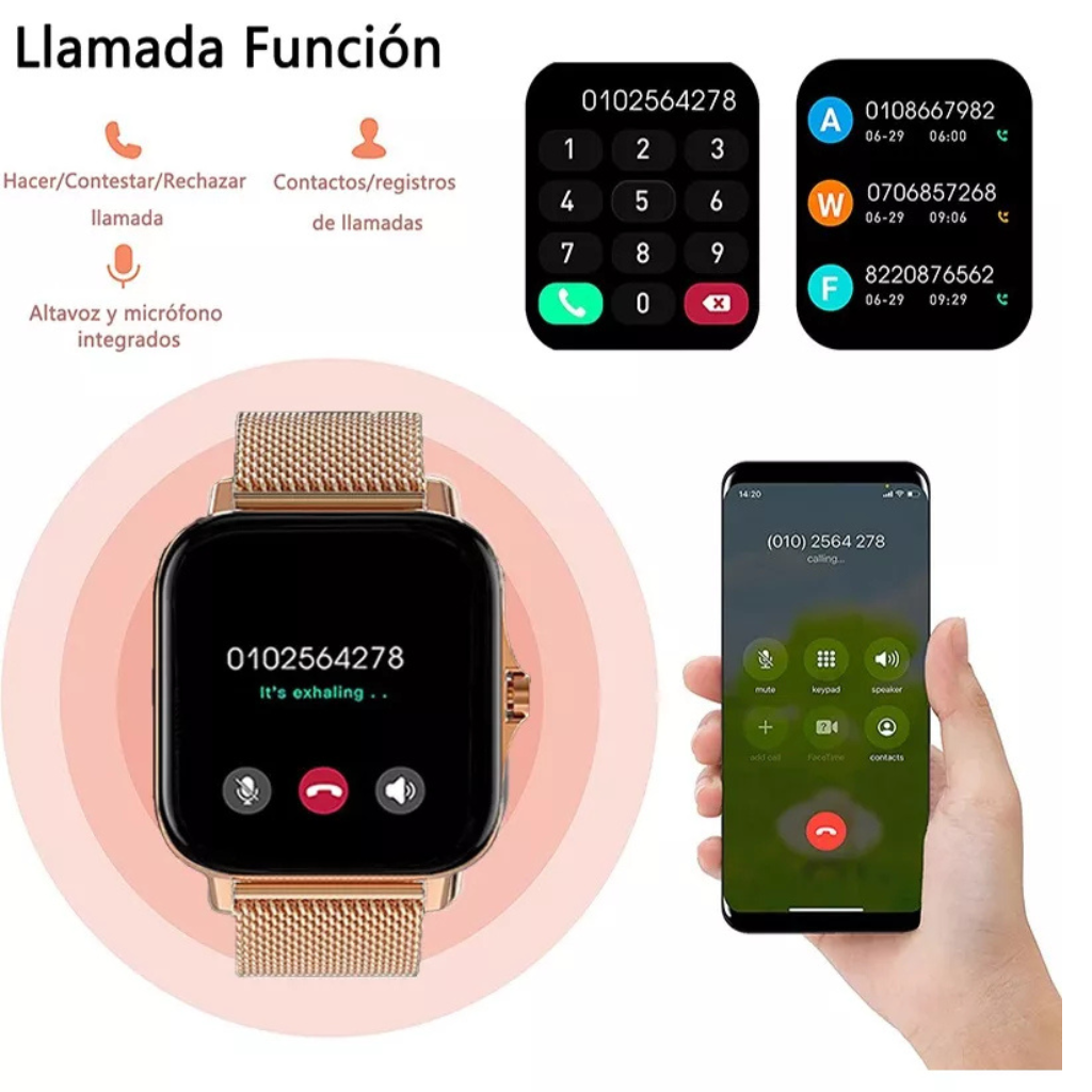 Smartwatch Reloj Inteligente Mujer Y13 DORADO metal.Llamadas Bluetooth, Rastreador de Actividad,Deportes, Notificasiones)
