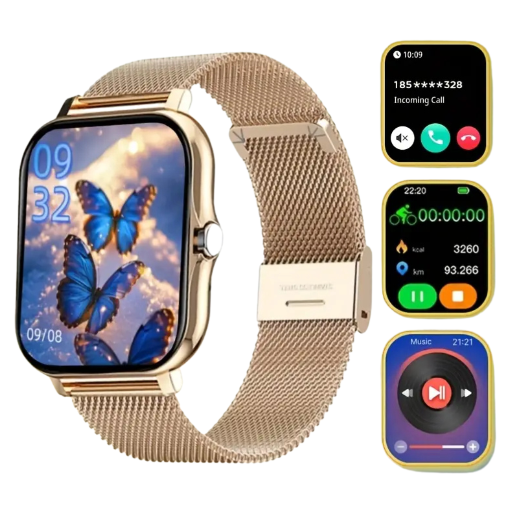 Smartwatch Reloj Inteligente Mujer Y13 DORADO metal.Llamadas Bluetooth, Rastreador de Actividad,Deportes, Notificasiones)