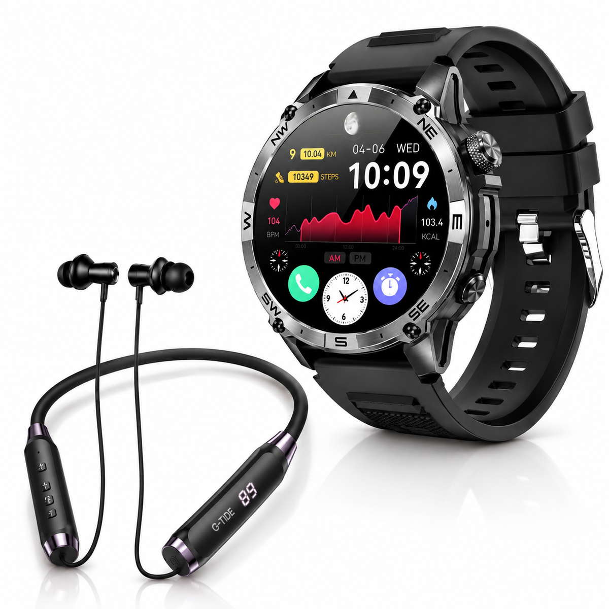 SMARTWACTH G-TIDE R6 PRO (NEGRO) + AUDIFONOS G-TIDE EG22