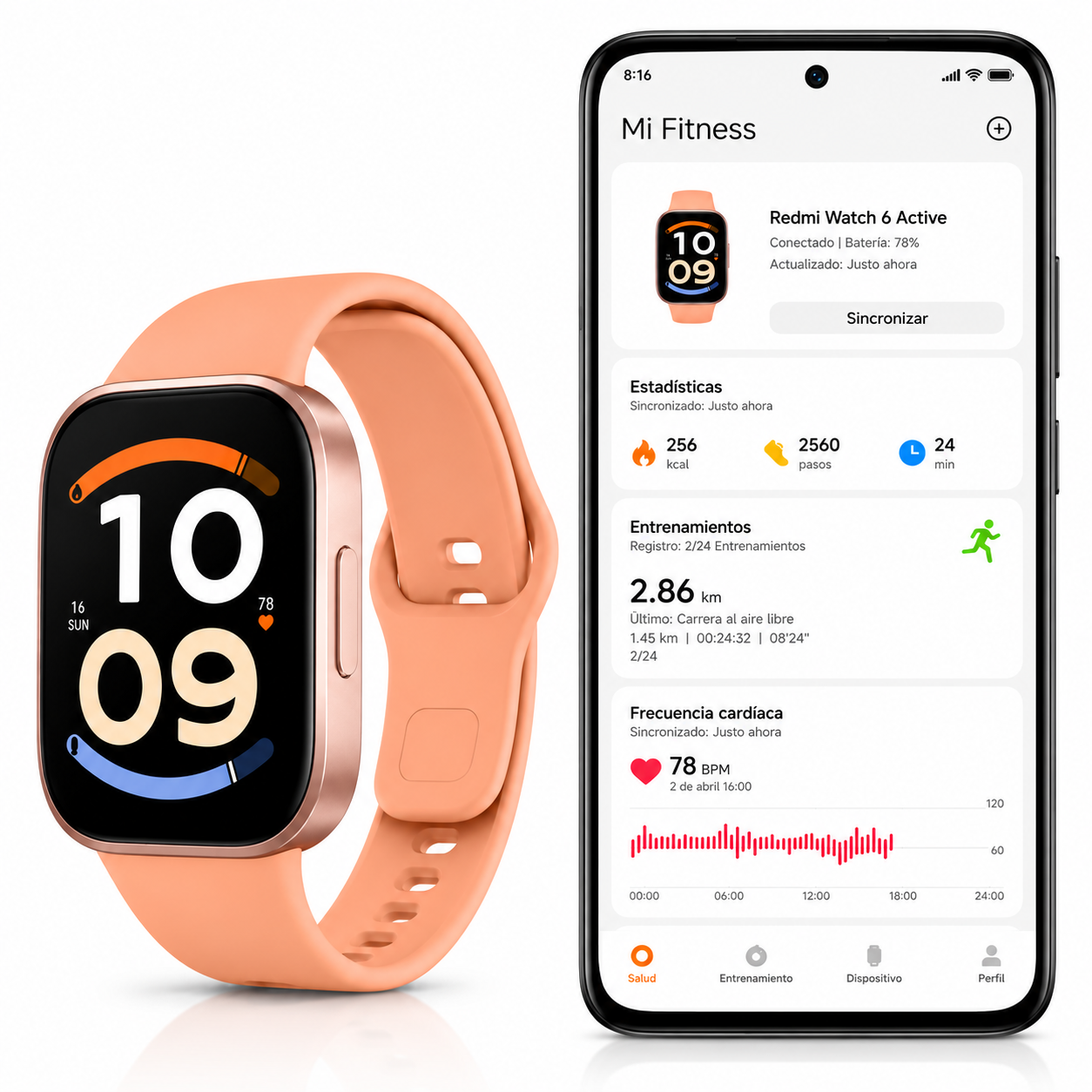 SMARTWATCH XIAOMI REDMI WATCH 6 ACTIVE (ORANGE) + BOCINA SANAG M15 (NEGRA)