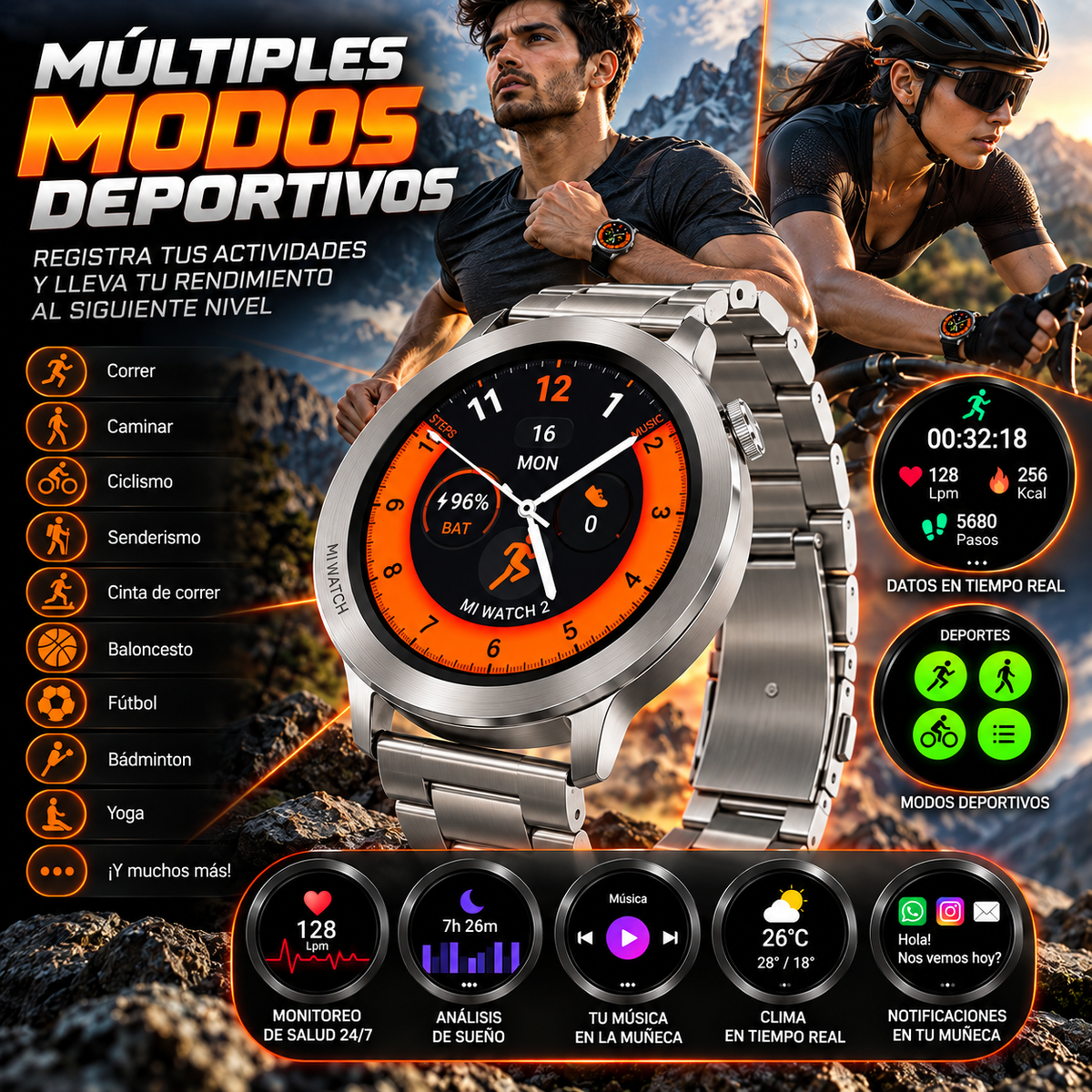 Smartwatch TECNIQUERO AI Watch 3 Metálico  WhatsApp, Llamadas Bluetooth y Modos Deportivos