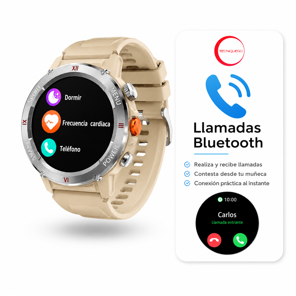 Smartwatch Woox Bluetooth IP68 con Llamadas, Pantalla Táctil y Batería 5-7 Días