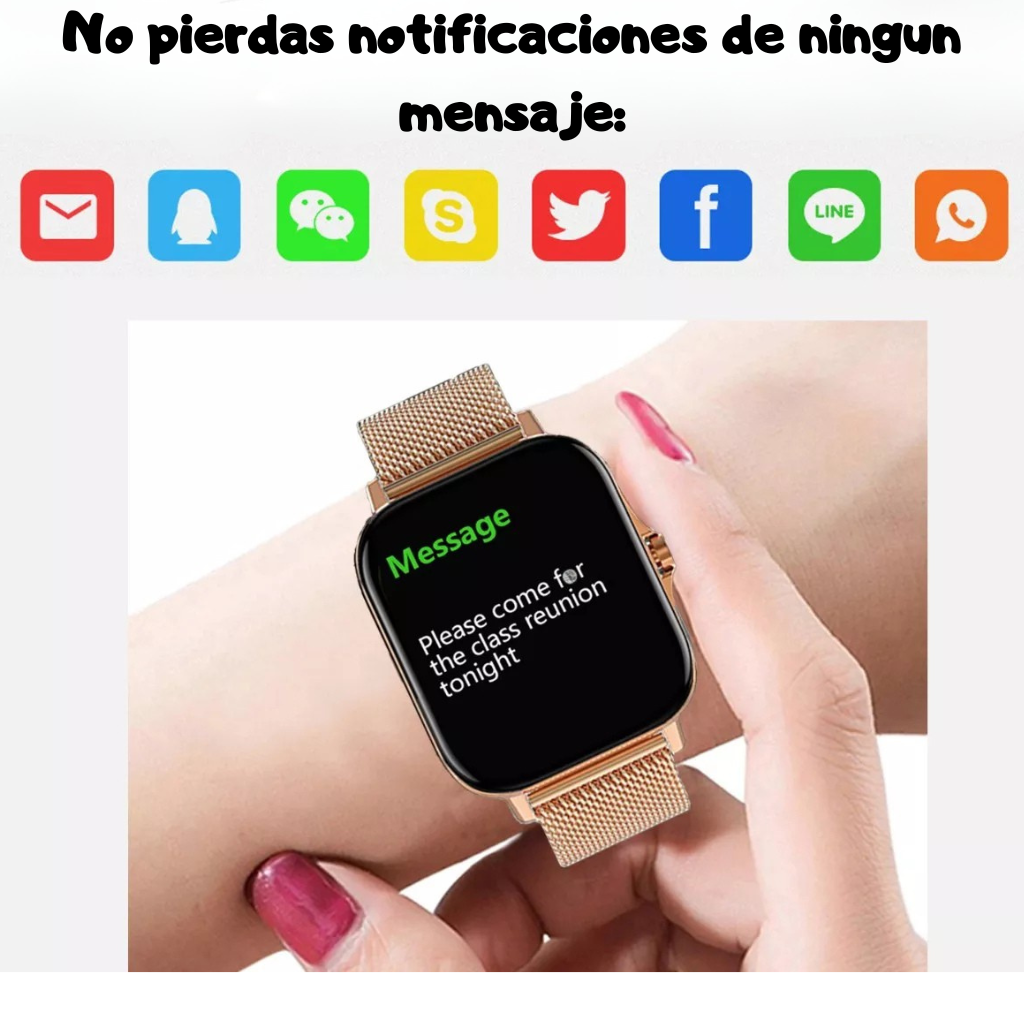 Smartwatch Reloj Inteligente Mujer Y13 DORADO metal.Llamadas Bluetooth, Rastreador de Actividad,Deportes, Notificasiones)