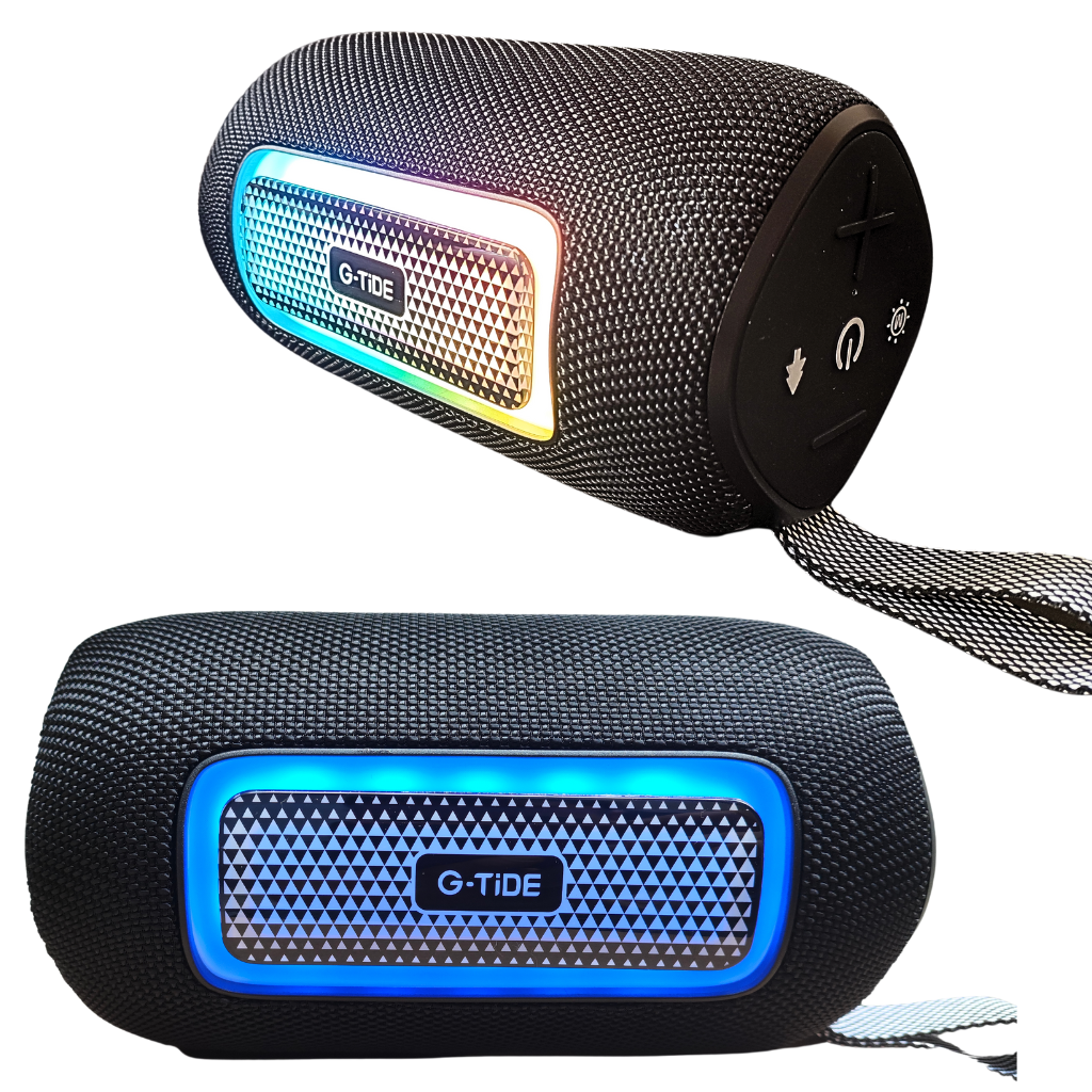 Bocina Bluetooth Portátil G-Tide SV41 con Sonido Hi-Fi, Luces LED y Certificación IPX6, Potencia 20W