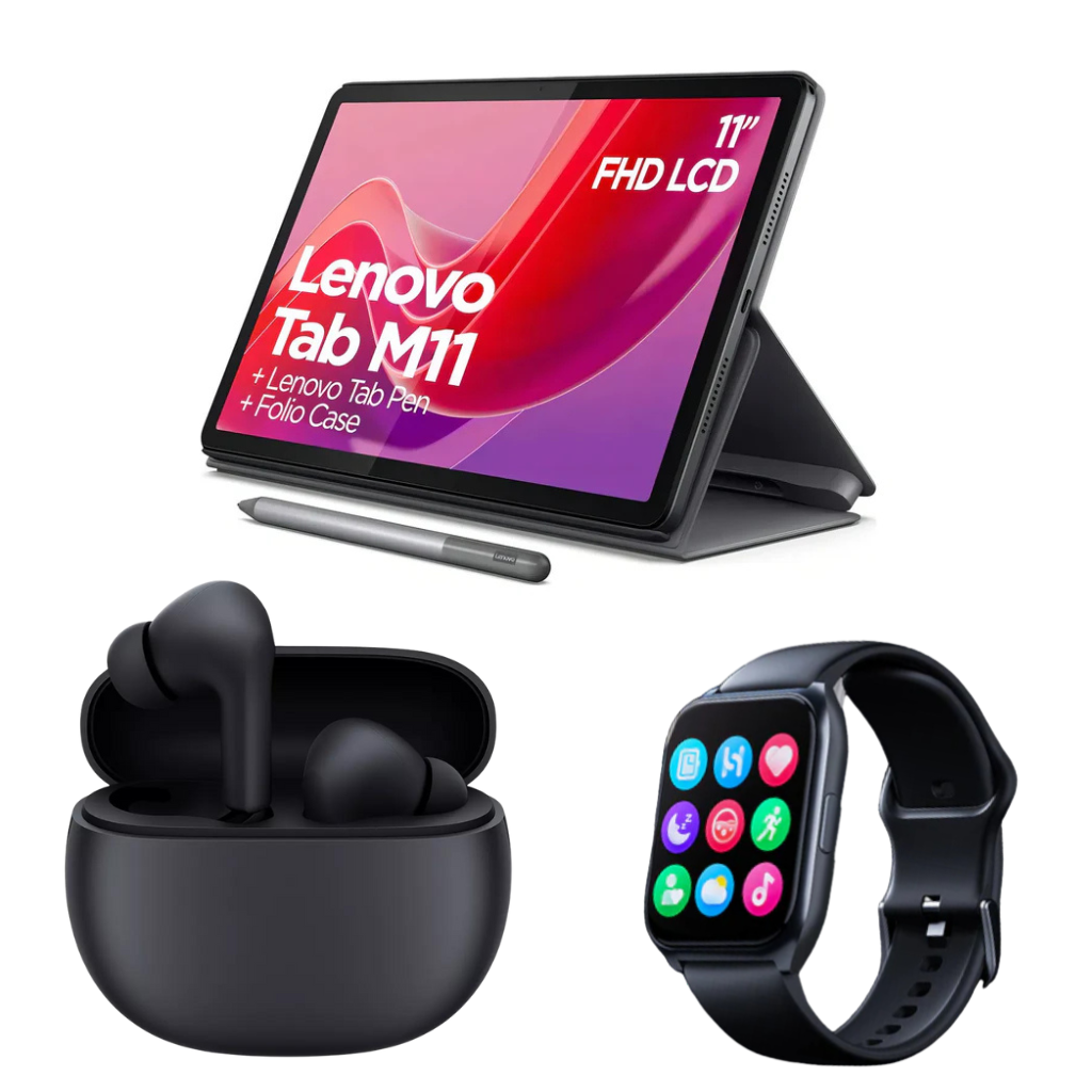 Tablet Lenovo Tab M11 11″ 4GB RAM/128GB ROM + Smartwatch Filwans Mini (azul) + Audífonos BUDS 4 ACTIVE
