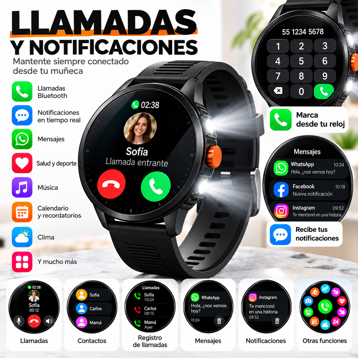 Smartwatch  Llamadas Bluetooth y Linterna TECNIQUERO NEXWATCH X5 Smartwatch  Llamadas Bluetooth y Linterna