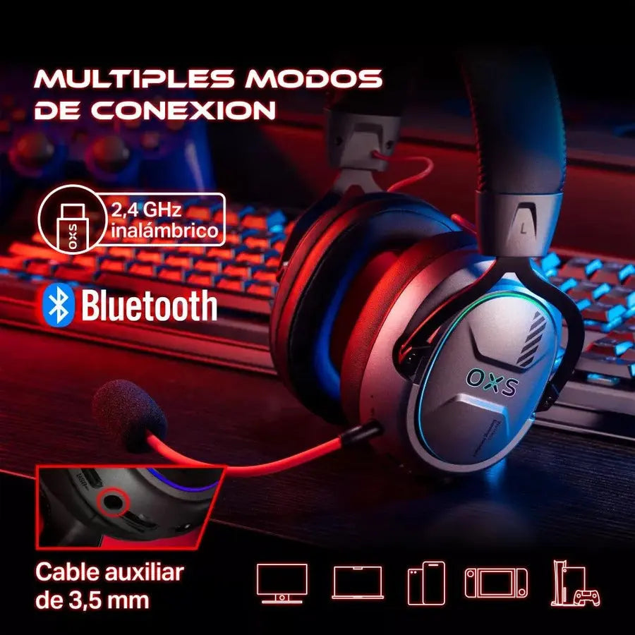 Audífonos gamer OXS G2 con micrófono y bocina G-tide. Combo