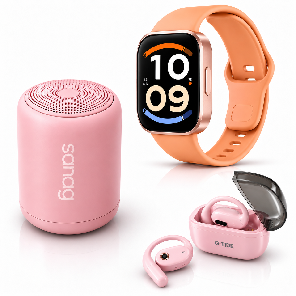 SMARTWATCH XIAOMI REDMI WATCH 6 ACTIVE (ORANGE) +BOCINA SANAG X6S (ROSA) + AUDIFONOS G-TIDE OWS8 (ROSA)