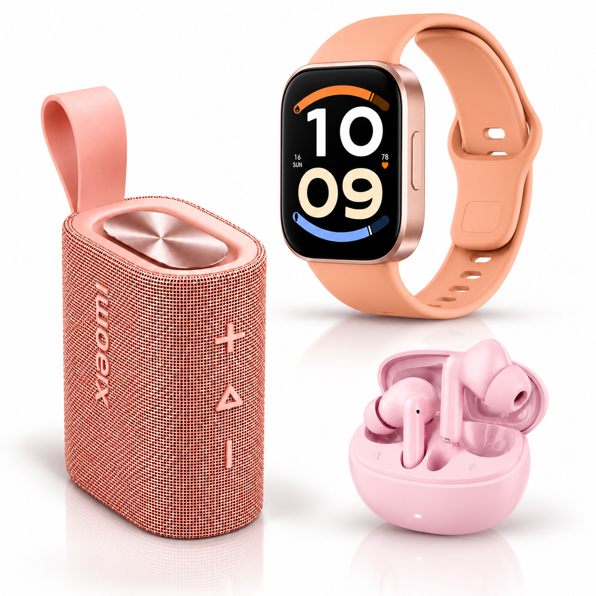 SMARTWATCH XIAOMI REDMI WATCH 6 ACTIVE (ORANGE) + BOCINA XIAOMI SOUND POCKET (ROSA) + AUDIFONOS G-TIDE L42 (ROSA)