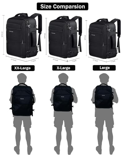 Mochila de viaje, mochila de 40 L para hombre,resistente al agua para exteriores, color negro