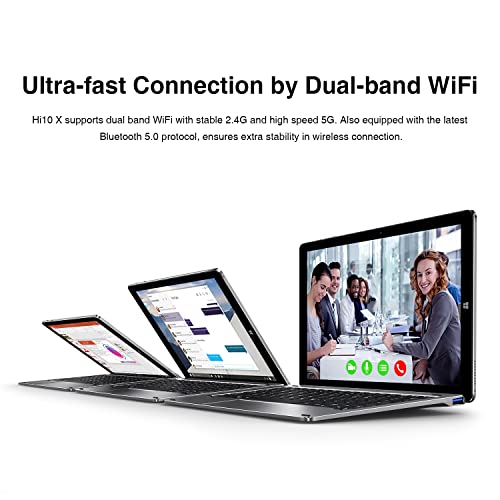 Tablet de 10.1 pulgadas CHUWI Hi10 X con teclado y bolígrafo, 6 GB LPDDR4 128 GB de almacenamiento, visualización táctil de 10 puntos de 1920 x 1200P, Intel Celeron N4120, portátil convertible 2 en 1, WiFi de doble banda, Typc-C, Windows 10, gris