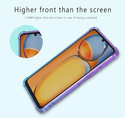 Funda para Mi Xiaomi Poco C65 y Redmi 13c Case Uso Rudo,Transparente Colores Degradados Protectora de Cámara Anticaída Carcasa Bumper(Púrpura Azul)