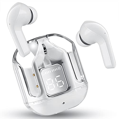 Audífonos Inalámbricos Bluetooth 5.3 de Transparente, Auriculares con Micrófono.