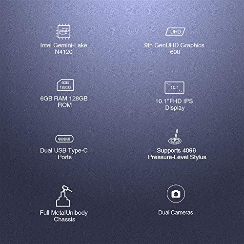 Tablet de 10.1 pulgadas CHUWI Hi10 X con teclado y bolígrafo, 6 GB LPDDR4 128 GB de almacenamiento, visualización táctil de 10 puntos de 1920 x 1200P, Intel Celeron N4120, portátil convertible 2 en 1, WiFi de doble banda, Typc-C, Windows 10, gris